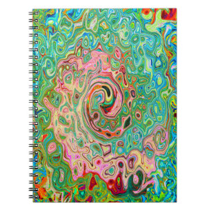 Retro Groovy Abstrakter Regenbogenwirbel Notizblock