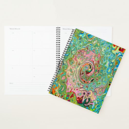 Retro Groovy Abstrakter Regenbogenwirbel Planer (Anzeige)