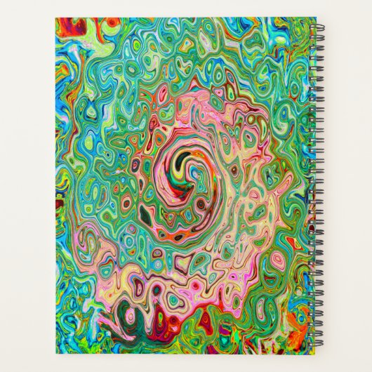 Retro Groovy Abstrakter Regenbogenwirbel Planer (Rückseite)