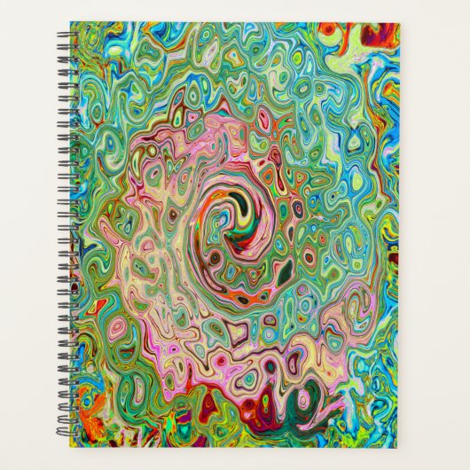 Retro Groovy Abstrakter Regenbogenwirbel Planer (Vorderseite)