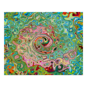 Retro Groovy Abstrakter Regenbogenwirbel Poster
