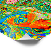 Retro Groovy Abstrakter Regenbogenwirbel Poster (Ecke)