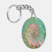 Retro Groovy Abstrakter Regenbogenwirbel Schlüsselanhänger (Vorderseite links)