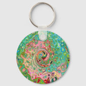 Retro Groovy Abstrakter Regenbogenwirbel Schlüsselanhänger (Vorderseite)