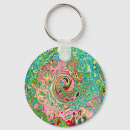 Retro Groovy Abstrakter Regenbogenwirbel Schlüsselanhänger