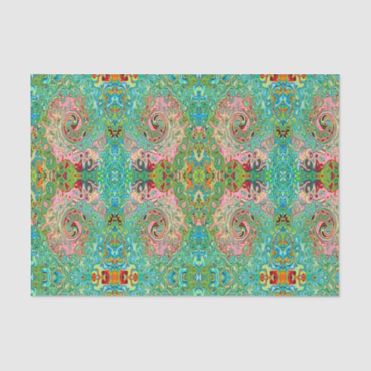 Retro Groovy Abstrakter Regenbogenwirbel Seidenpapier (Vorderseite)