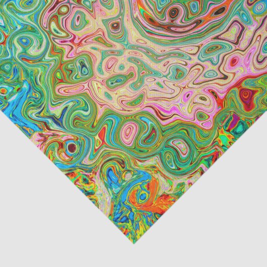 Retro Groovy Abstrakter Regenbogenwirbel Seidenpapier (Ausschnitt)