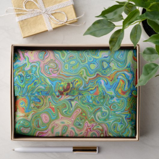 Retro Groovy Abstrakter Regenbogenwirbel Seidenpapier (Geschenk)