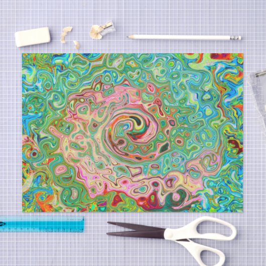 Retro Groovy Abstrakter Regenbogenwirbel Seidenpapier (Handwerk)