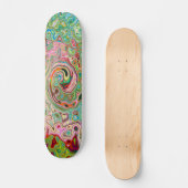 Retro Groovy Abstrakter Regenbogenwirbel Skateboard (Vorderseite)