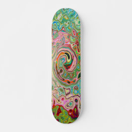 Retro Groovy Abstrakter Regenbogenwirbel Skateboard