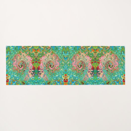 Retro Groovy Abstrakter Regenbogenwirbel Yogamatte (Rückseite (Horizontal))