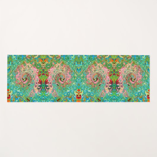 Retro Groovy Abstrakter Regenbogenwirbel Yogamatte (Vorderseite (Horizontal))