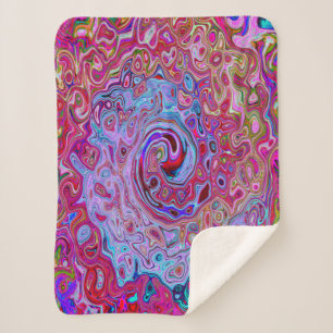 Retro Groovy Abstraktes Lavendel- und Magentawirbe Sherpadecke