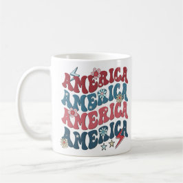 Retro Groovy America Independence Day Kaffeetasse