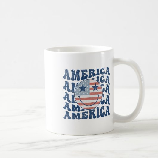 Retro Groovy America Usa Smile Face Patriotic 4. Kaffeetasse (Rechts)