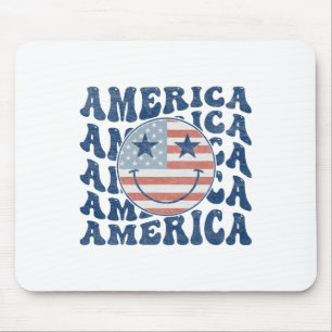 Retro Groovy America Usa Smile Face Patriotic 4. Mousepad