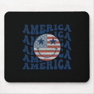Retro Groovy Amerika Usa Lächeln Gesicht Patriotis Mousepad