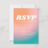 Retro Groovy Aquamarin Pink Coral Abstrakte Hochze RSVP Karte (Vorderseite)