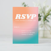 Retro Groovy Aquamarin Pink Coral Abstrakte Hochze RSVP Karte (Stehend Vorderseite)