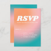 Retro Groovy Aquamarin Pink Coral Abstrakte Hochze RSVP Karte (Vorne/Hinten)