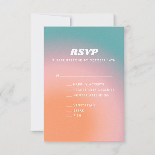 Retro Groovy Aquamarin Pink Orange Abstrakte Hochz RSVP Karte (Vorderseite)