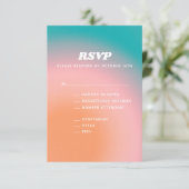 Retro Groovy Aquamarin Pink Orange Abstrakte Hochz RSVP Karte (Stehend Vorderseite)
