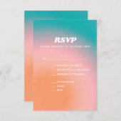Retro Groovy Aquamarin Pink Orange Abstrakte Hochz RSVP Karte (Vorne/Hinten)