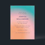 Retro Groovy Aquamarin Pink Orange Bat Mitzvah Einladung<br><div class="desc">Retro Groovy Aquamarin Pink Orange Abstrakt Bat Mitzvah Einladung</div>