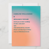 Retro Groovy Aquamarin Pink Orange Gradient Weddin Einladung (Vorderseite)