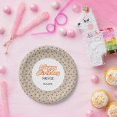 Retro Groovy Arch Bright Orange Daisy Birthday Pappteller (Party)