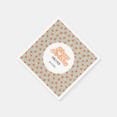 Retro Groovy Arch Bright Orange Daisy Birthday Serviette (Ecke)