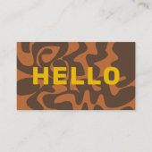 Retro Groovy Art Hello Mustard Yellow Brown Tan Visitenkarte (Vorderseite)