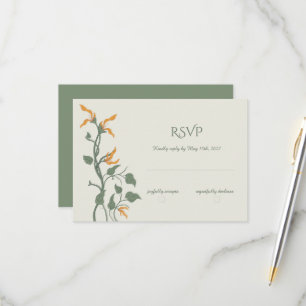 Retro Groovy Art Nouveau Floral RSVP Karte