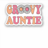 Retro Groovy Auntie Matching Family Aufkleber (Vorderseite)