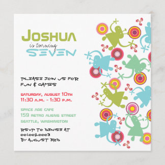 Retro Groovy Außerirdischen Kinder Foto Geburtstag Einladung