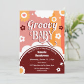 Retro Groovy Baby Dusche Einladung (Stehend Vorderseite)