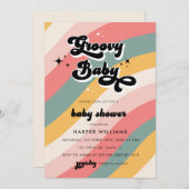 Retro Groovy Baby Dusche Einladung (Vorne/Hinten)