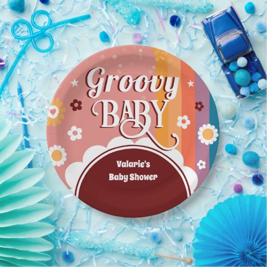 Retro Groovy Baby Dusche Pappteller (Party)