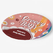 Retro Groovy Baby Dusche Pappteller (Schrägansicht)