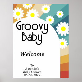 Retro Groovy - Baby Dusche Party Poster