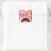 Retro Groovy Baby Dusche Quadratischer Aufkleber (Tasche)
