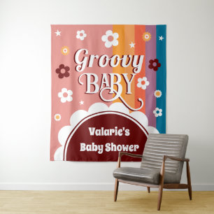 Retro Groovy Baby Dusche Wandteppich