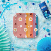 Retro Groovy Baby Duschmuster Pappteller (Party)