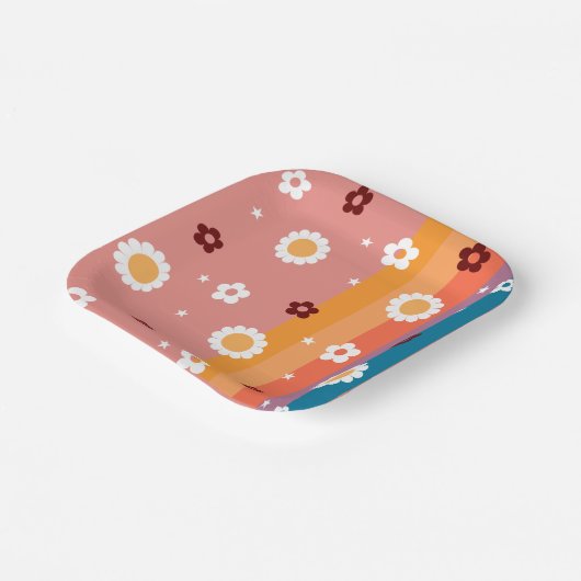 Retro Groovy Baby Duschmuster Pappteller (Gewinkelt)