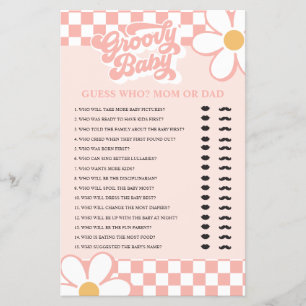 Retro Groovy Baby Ratgeber Wer Baby Showspiel Flyer