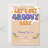 Retro Groovy Baby Shower 70er 80er Girl Hippie Einladung (Vorderseite)