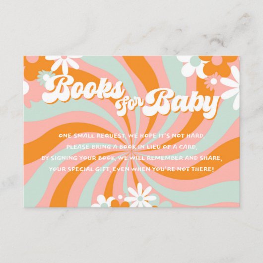 Retro Groovy Baby Shower Books für Baby Begleitkarte (Vorderseite)