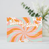 Retro Groovy Baby Shower Books für Baby Begleitkarte (Stehend Vorderseite)