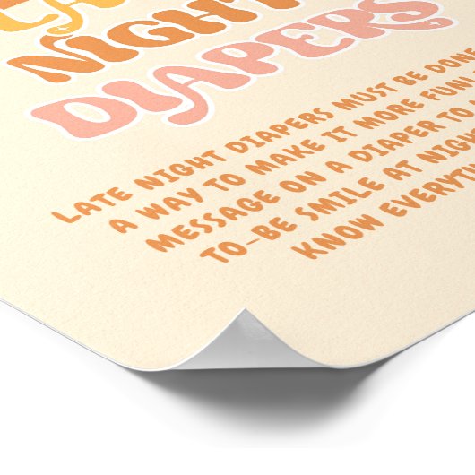 Retro Groovy Baby Spate night diapers game Poster (Ecke)